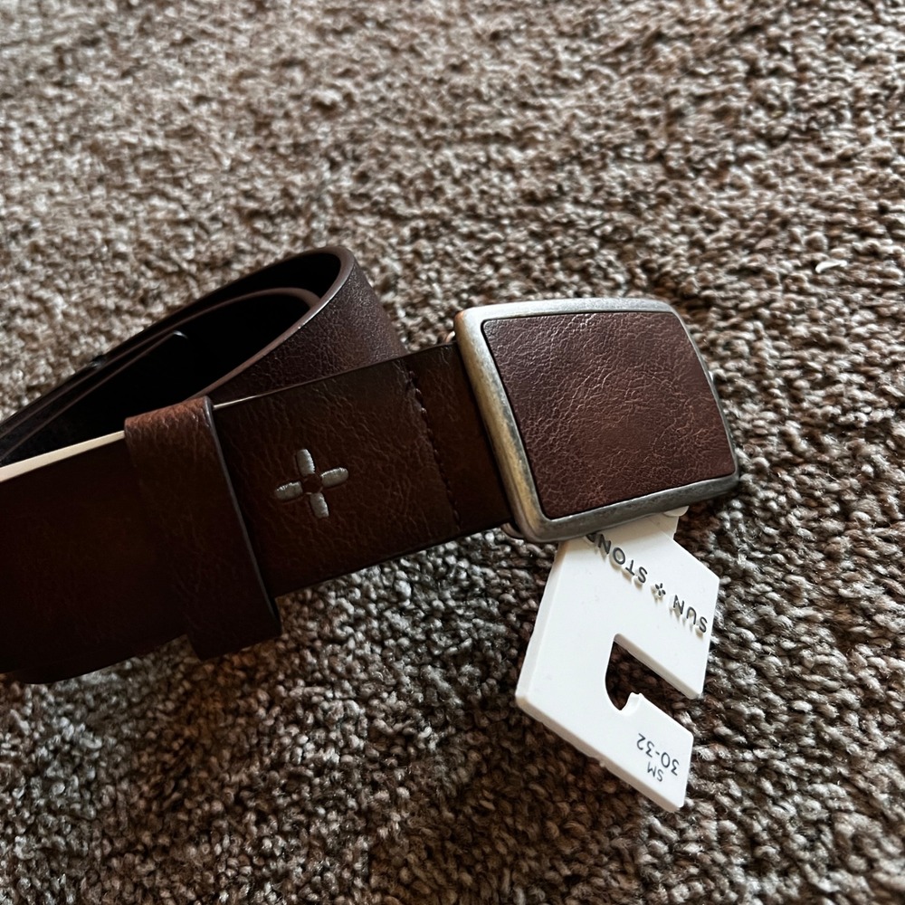 Sun Stone Brown Belt Casual Leather Buckle‎ Accent Size Small 30-32